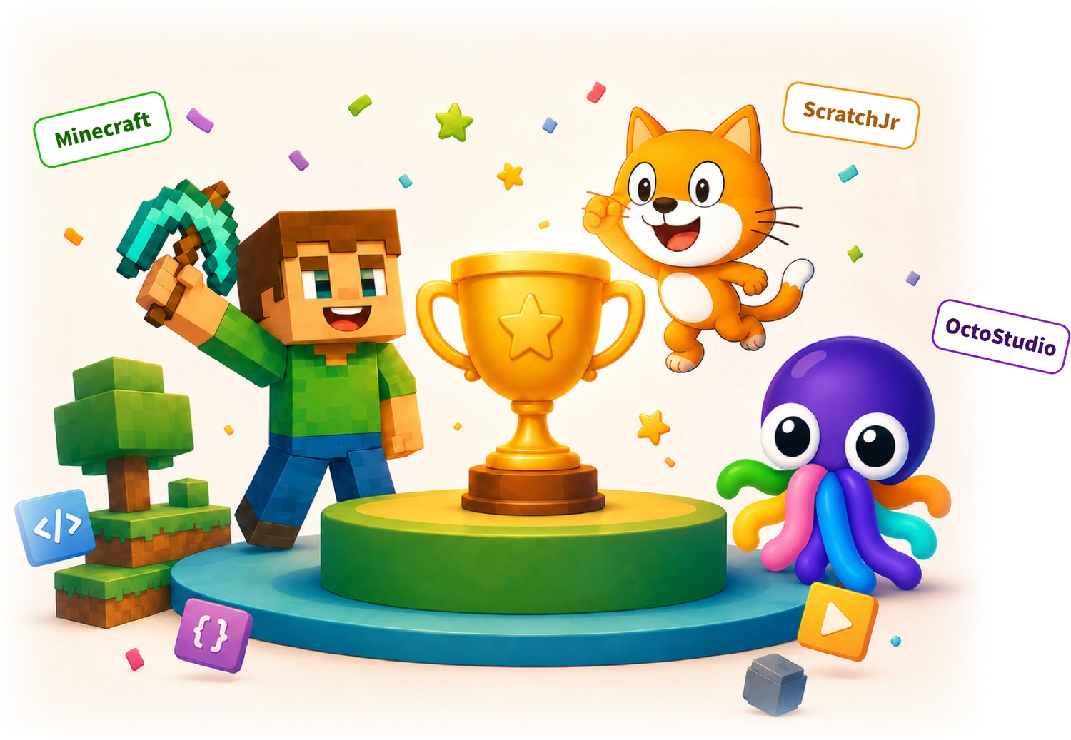 兒童程式學藝競賽－Minecraft、ScratchJr、OctoStudio 競賽主視覺